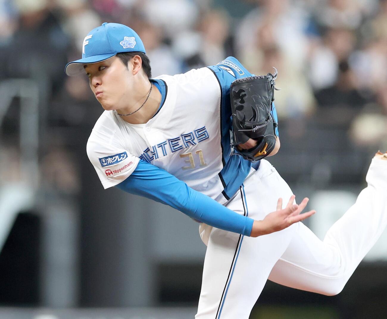 日本ハム対ヤクルト　日本ハム先発の柴田獅子（撮影・黒川智章）