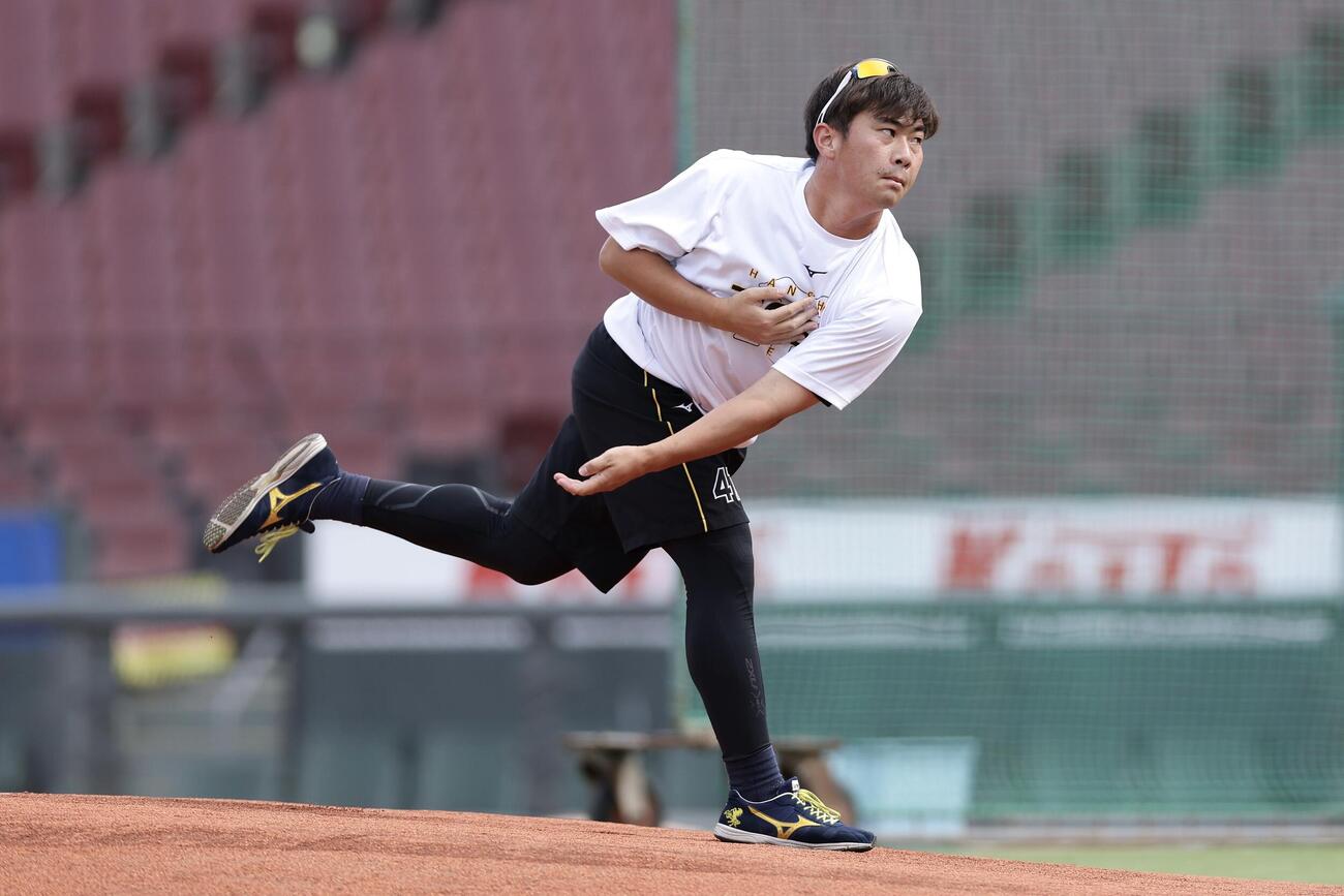 広島対阪神　1軍に合流した阪神桐敷拓馬（撮影・前田充）