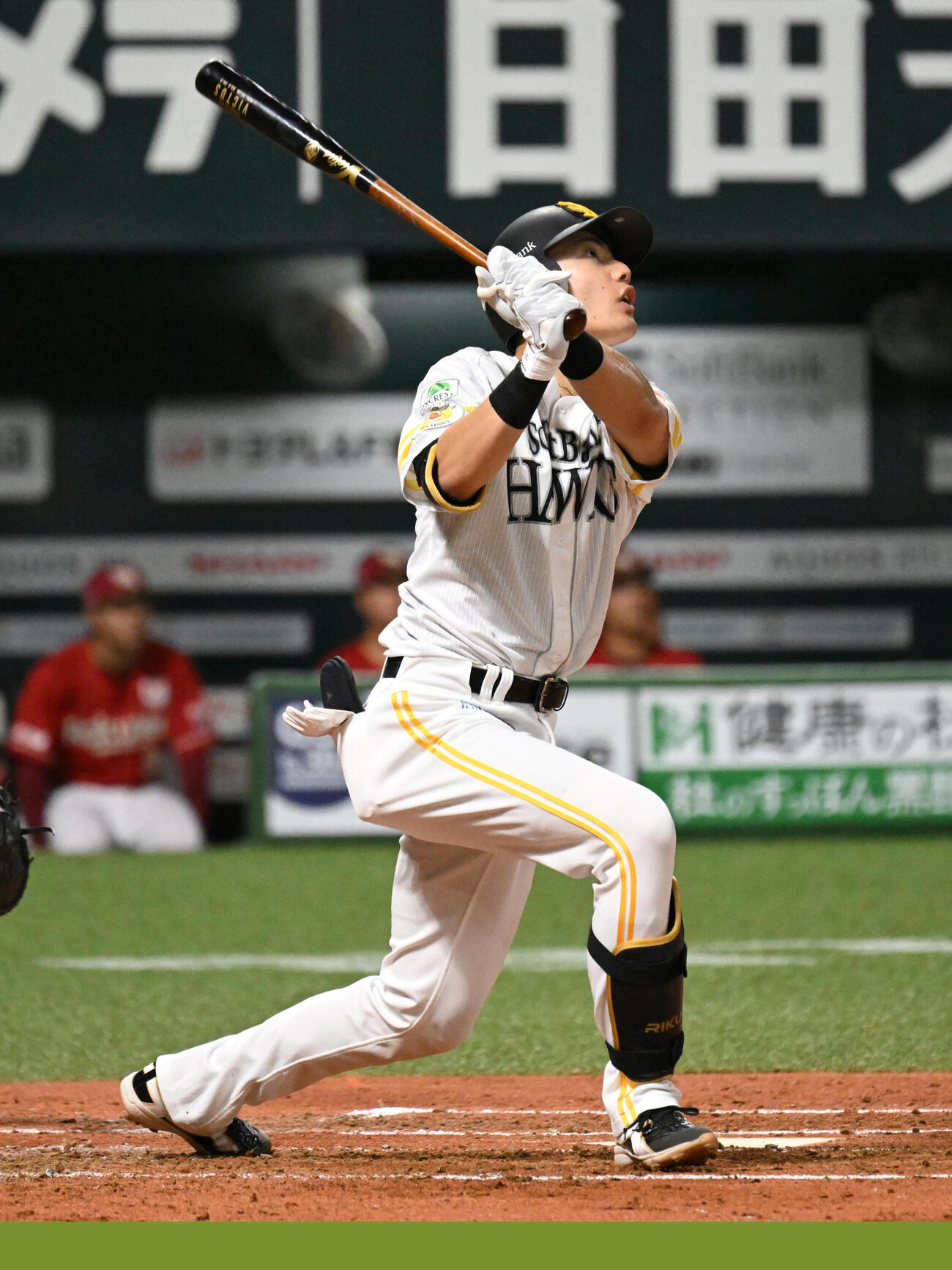 ソフトバンク対楽天　3回裏ソフトバンク1死、渡辺陸は右越えに同点本塁打を放つ（撮影・林敢治）