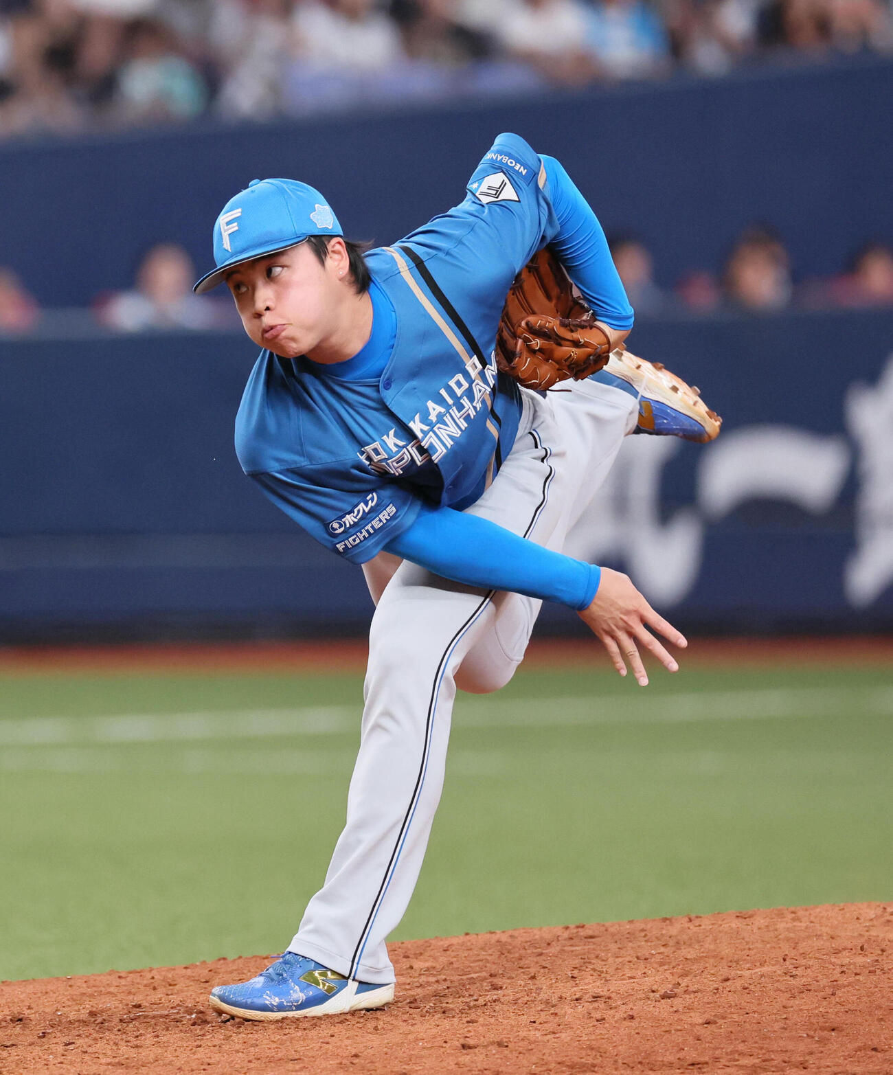 オリックス対日本ハム　日本ハム3番手の孫易磊（撮影・宮崎幸一）