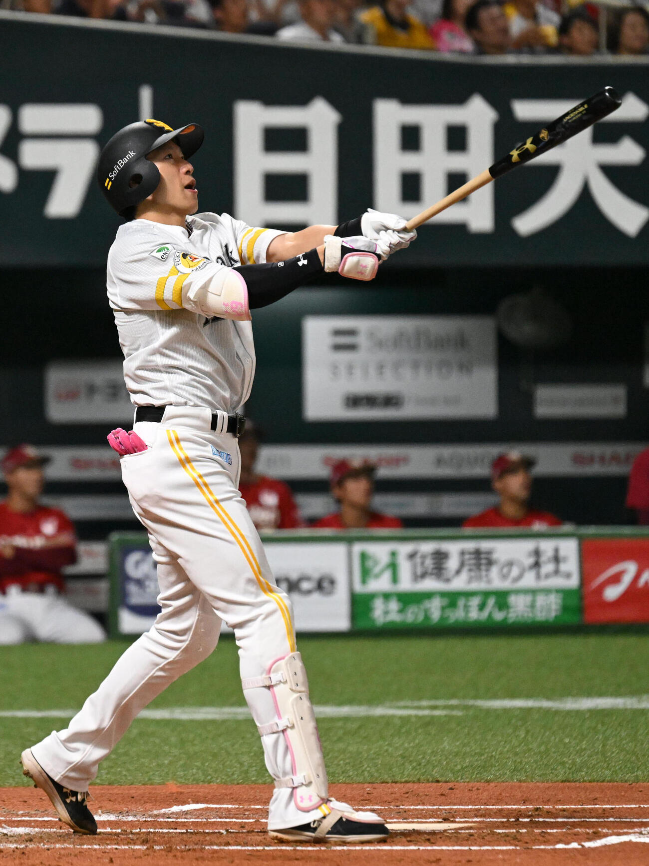 ソフトバンク対楽天　1回裏ソフトバンク2死、柳田悠岐は左越えに本塁打を放つ（撮影・林敢治）