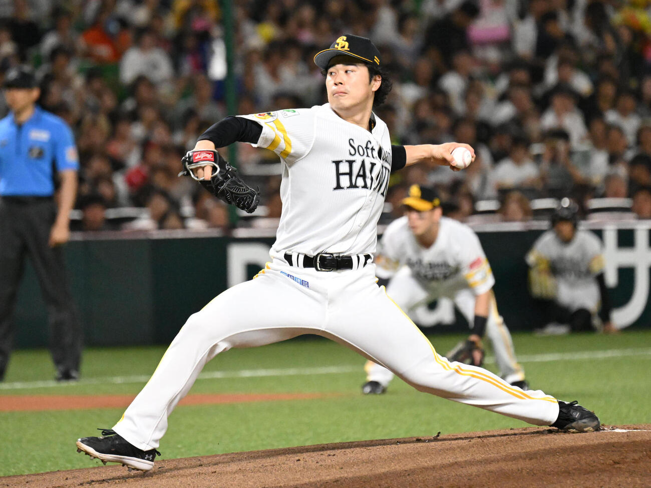 ソフトバンク対楽天　ソフトバンク先発の松本晴（撮影・林敢治）