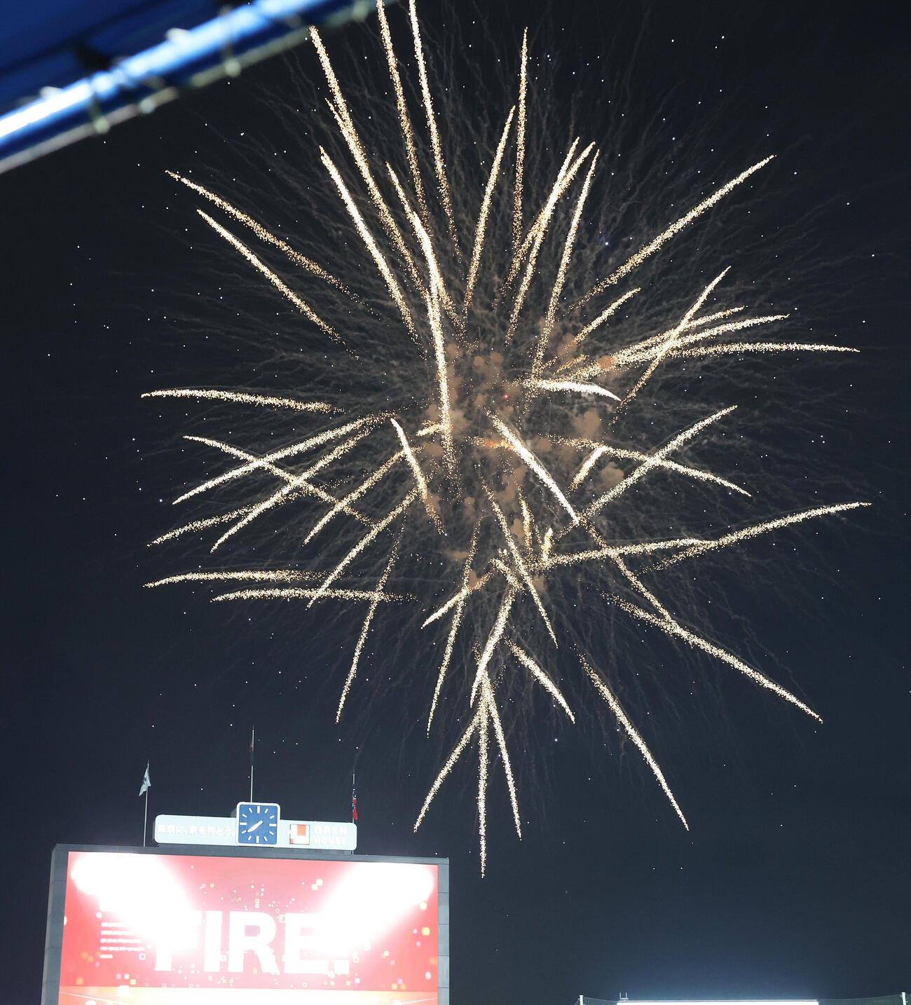 ヤクルト対DeNA 5回裏終了後、神宮球場で打ち上がる花火（撮影・宮地輝）
