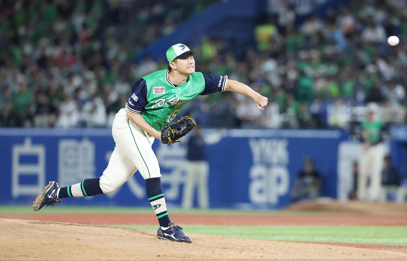 ヤクルト対DeNA　ヤクルト2番手の石原勇輝（撮影・宮地輝）