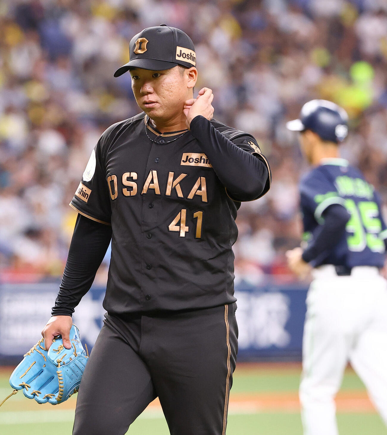 阪神対ヤクルト　6回2失点で降板する村上頌樹（撮影・上田博志）