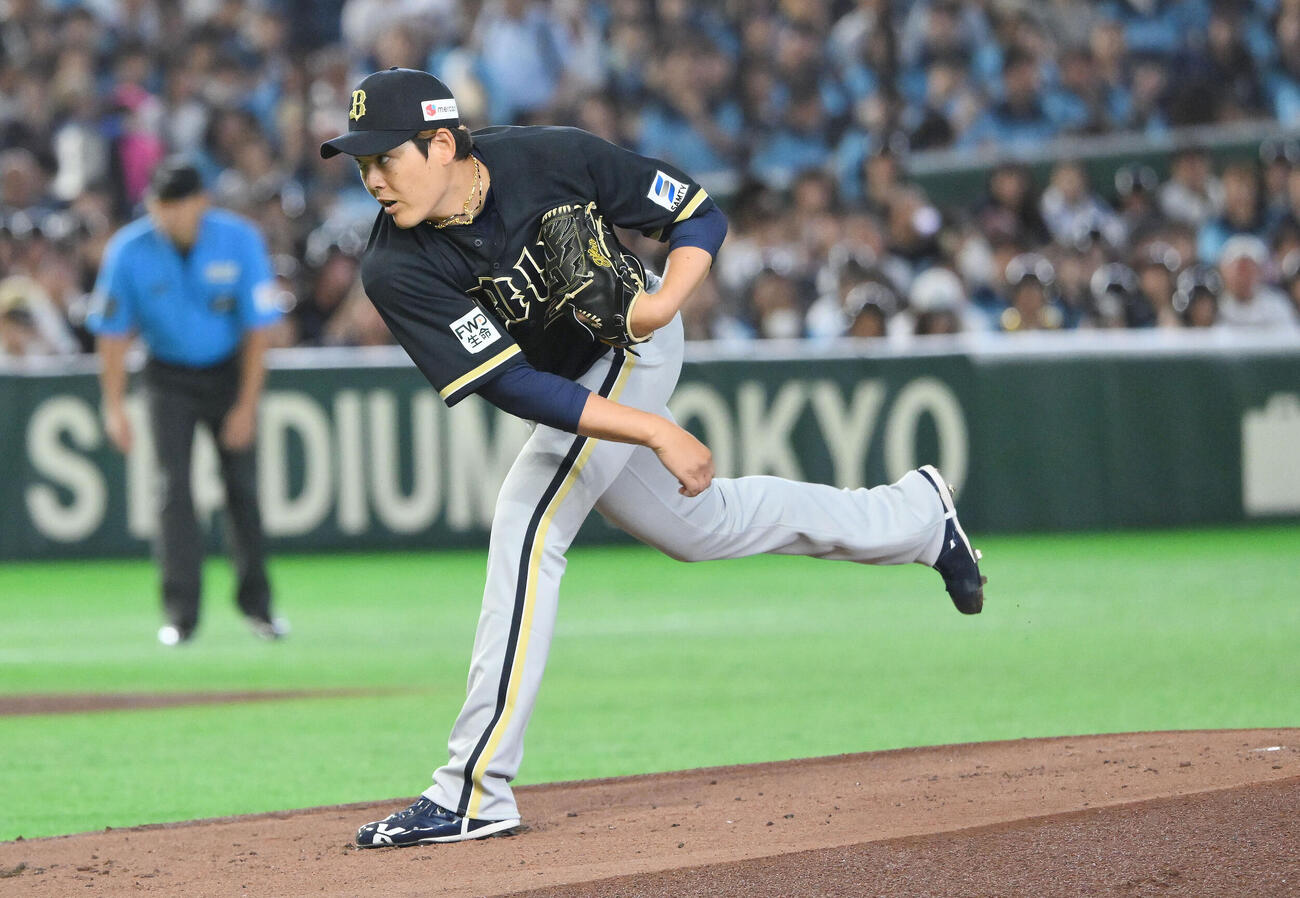 西武対オリックス　オリックス先発の九里亜蓮（撮影・滝沢徹郎）