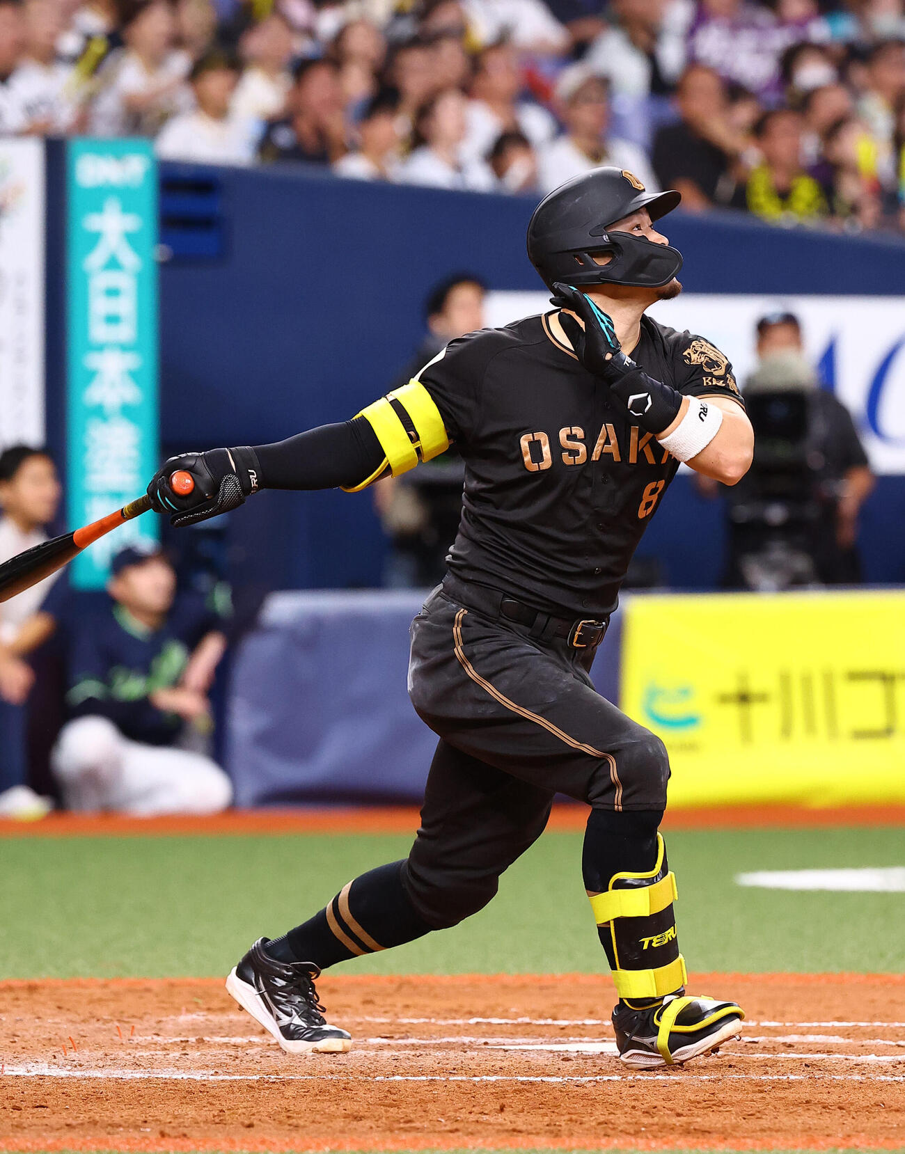 阪神対ヤクルト　9回裏阪神1死、佐藤輝明は同点本塁打を放つ（撮影・上田博志）