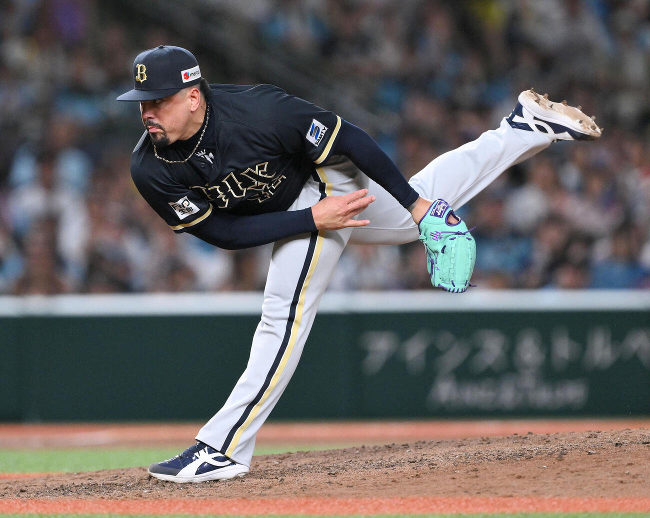 西武対オリックス　オリックス3番手のアンドレス・マチャド（撮影・滝沢徹郎）