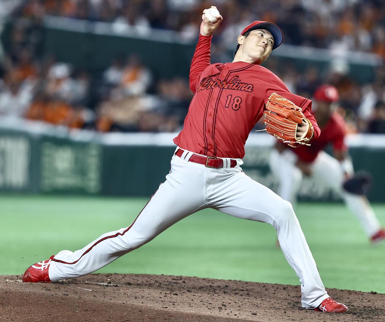 巨人対広島　7回裏、力投する森下暢仁（撮影・河田真司）