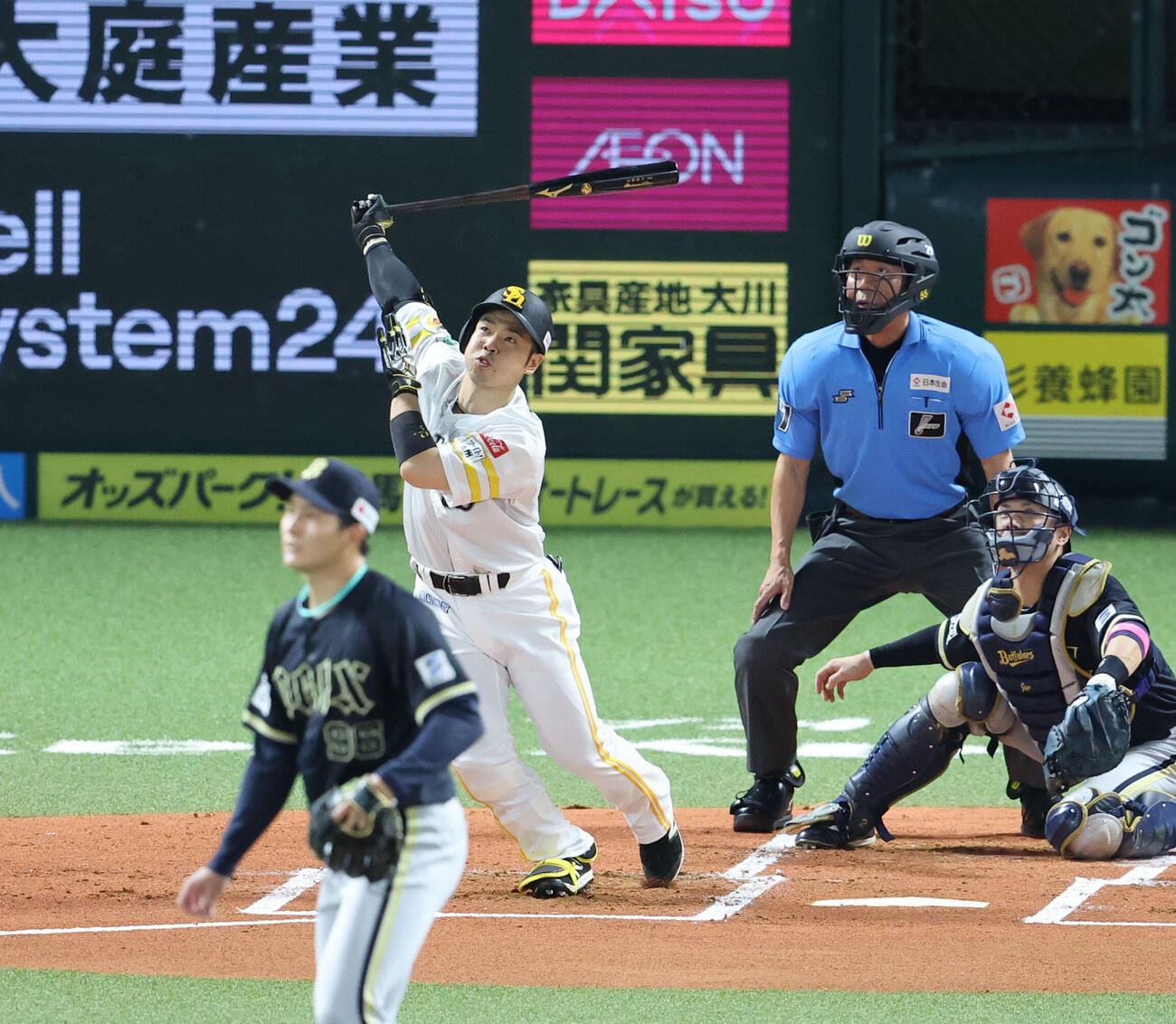 ソフトバンク対オリックス　1回裏ソフトバンク2死、近藤健介は右越えに先制本塁打を放つ（撮影・梅根麻紀）
