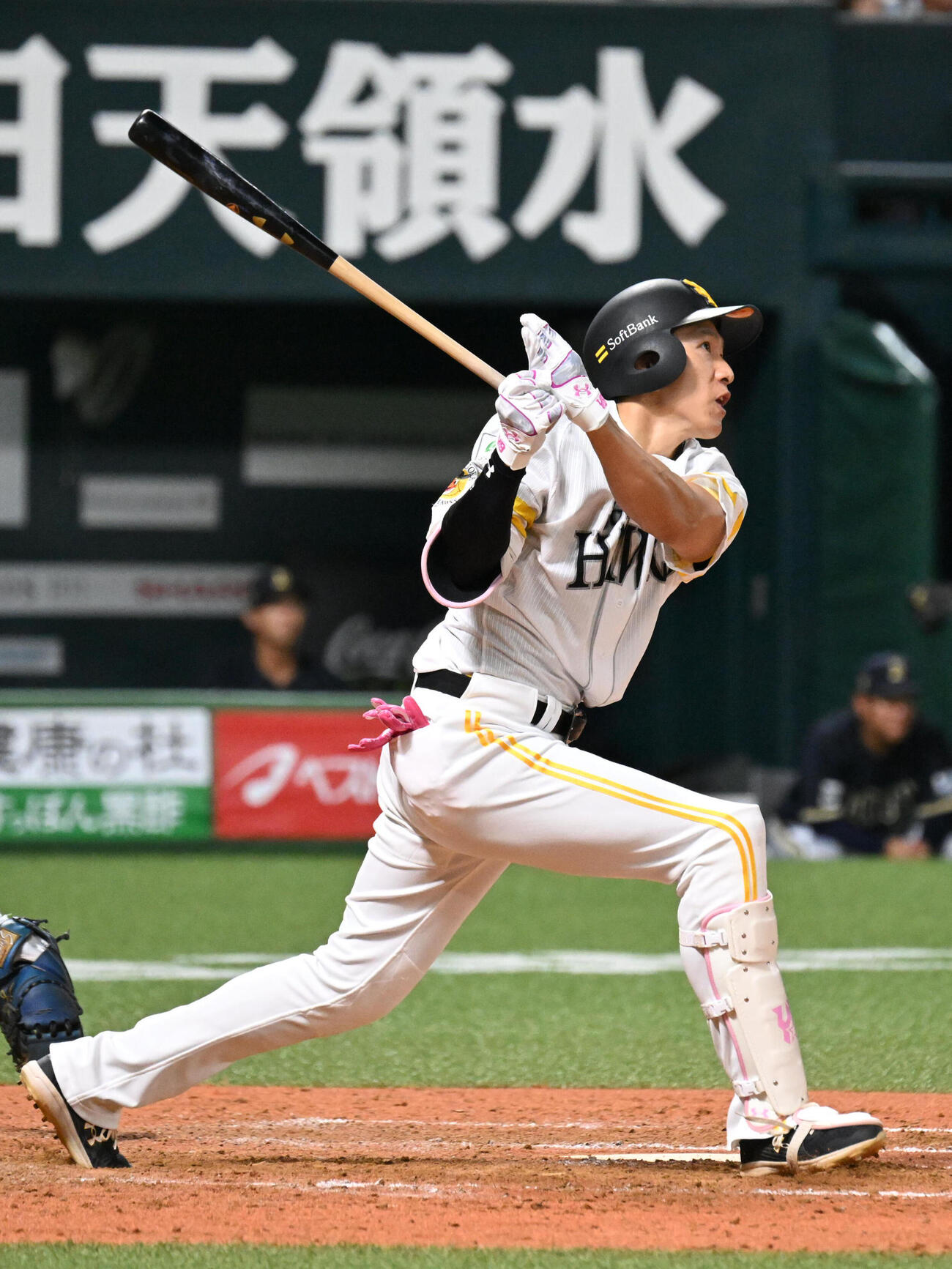 ソフトバンク対オリックス　5回裏ソフトバンク無死一、二塁、柳田悠岐は右越えに3点本塁打を放つ（撮影・林敢治）