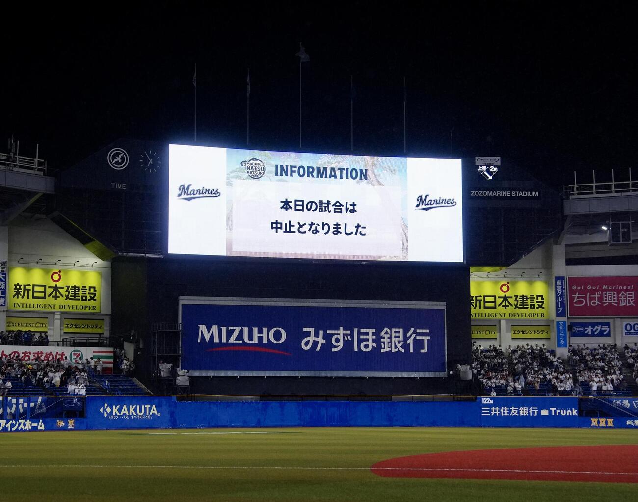 ロッテー日本ハム戦は雨天中止となった（撮影・江口和貴）
