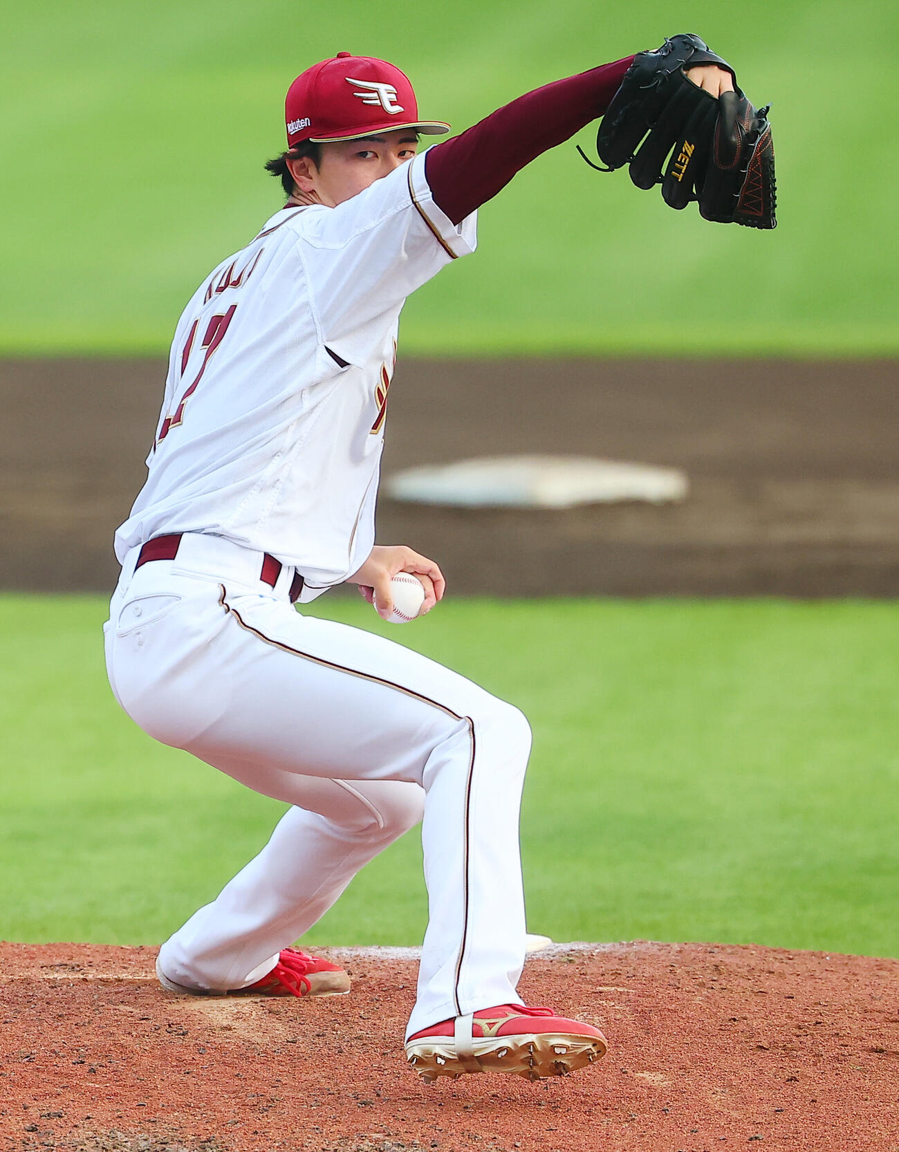 楽天対西武　楽天先発の古謝樹（撮影・野上伸悟）