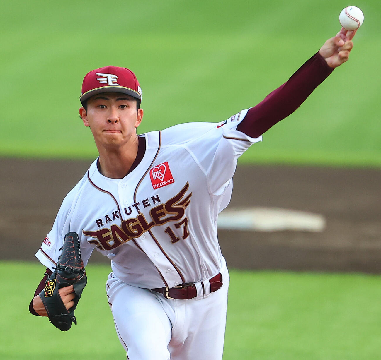 楽天対西武　楽天先発の古謝樹（撮影・野上伸悟）