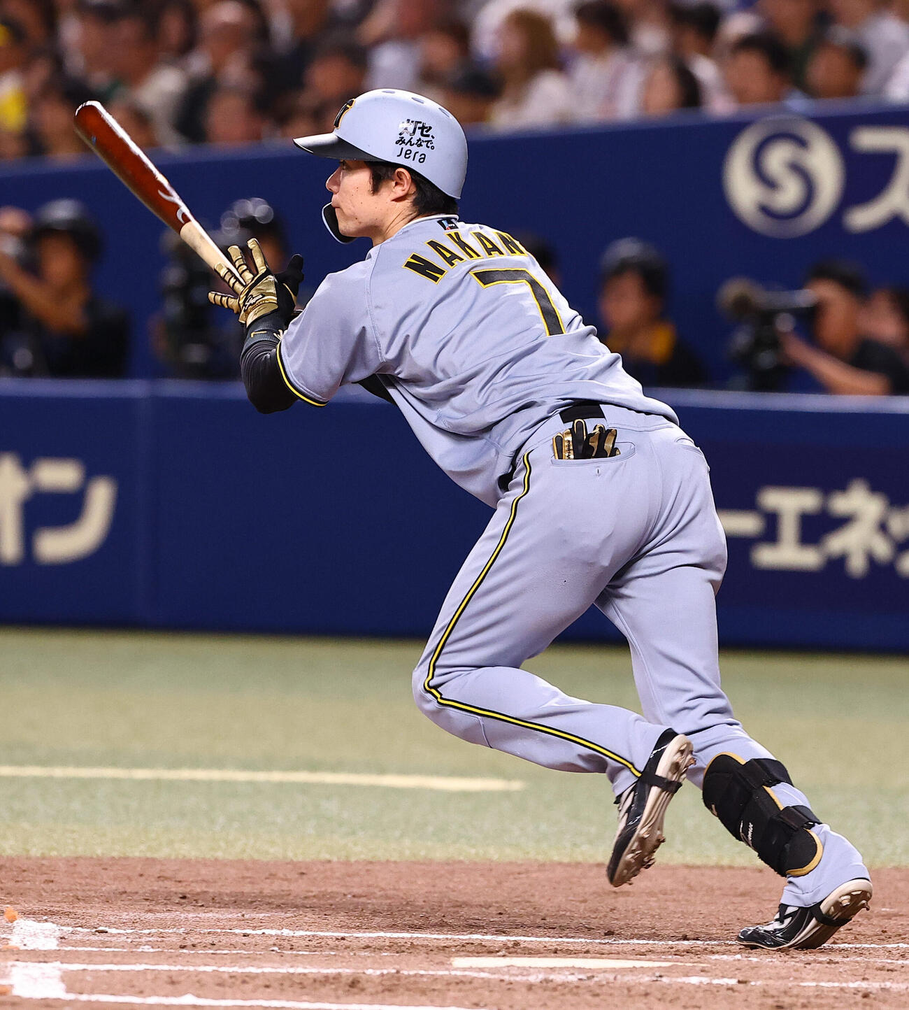 中日対阪神　3回表阪神1死、中野拓夢は安打を放つ（2026年8月25日撮影）