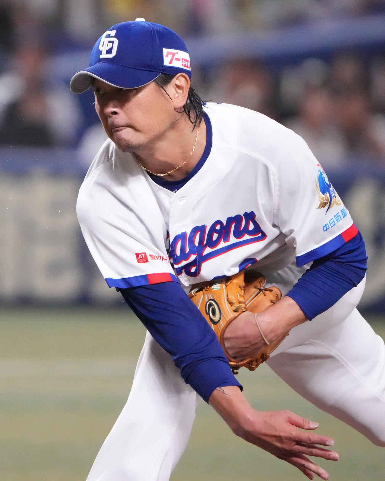 中日対阪神　3回表、力投する中日先発の涌井秀章（撮影・森本幸一）