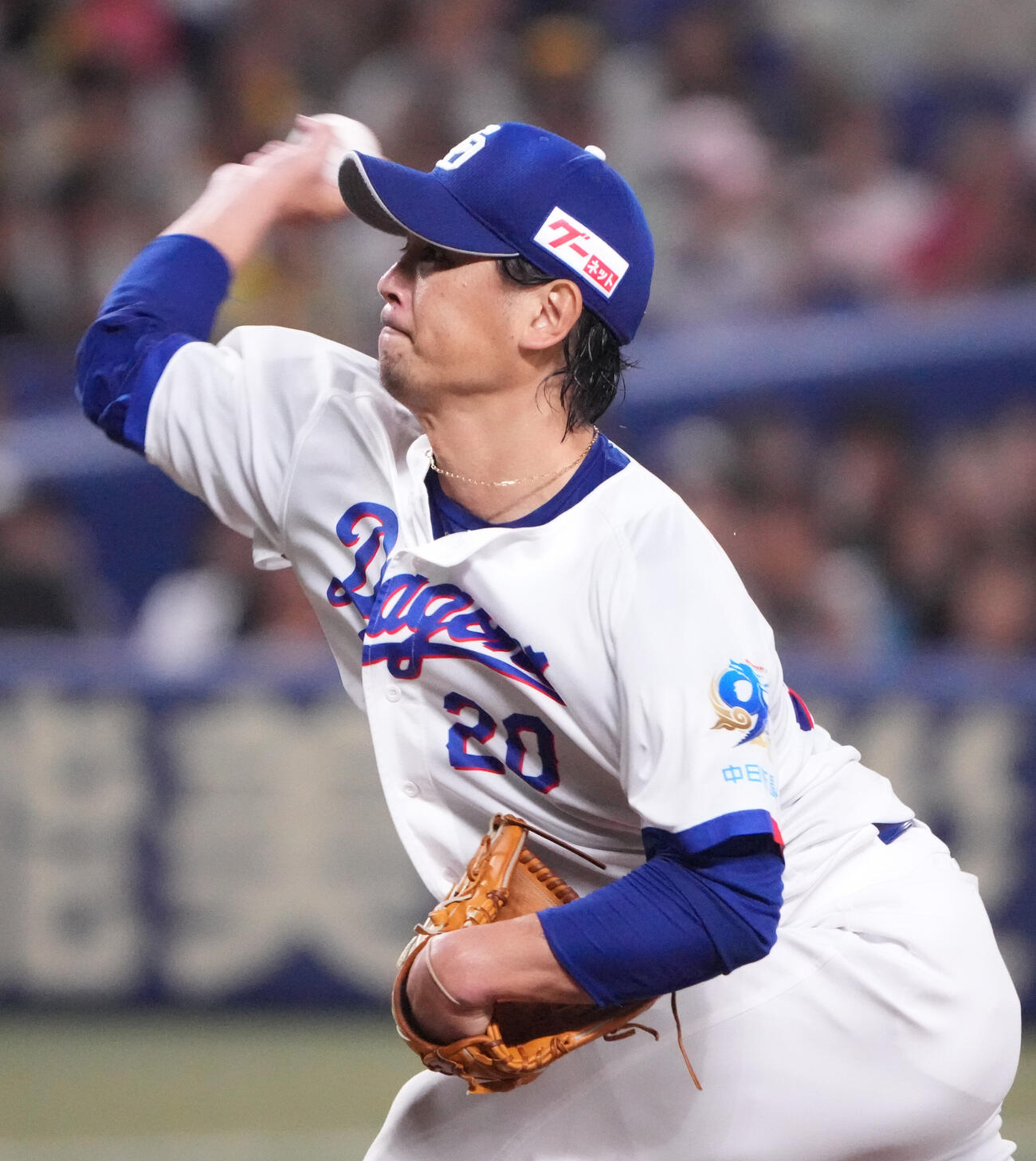 中日対阪神　3回表、力投する中日先発の涌井秀章（撮影・森本幸一）