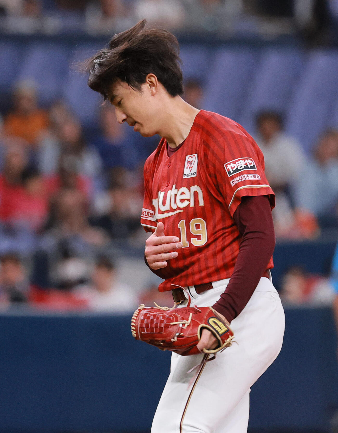 オリックス対楽天　6回裏オリックス2死一塁、荘司康誠は宗佑磨を空振り三振に仕留める（撮影・上山淳一）