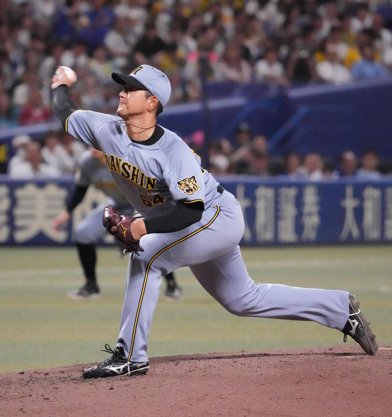 中日対阪神　5回裏、阪神3番手で登板する岡留英貴（撮影・森本幸一）