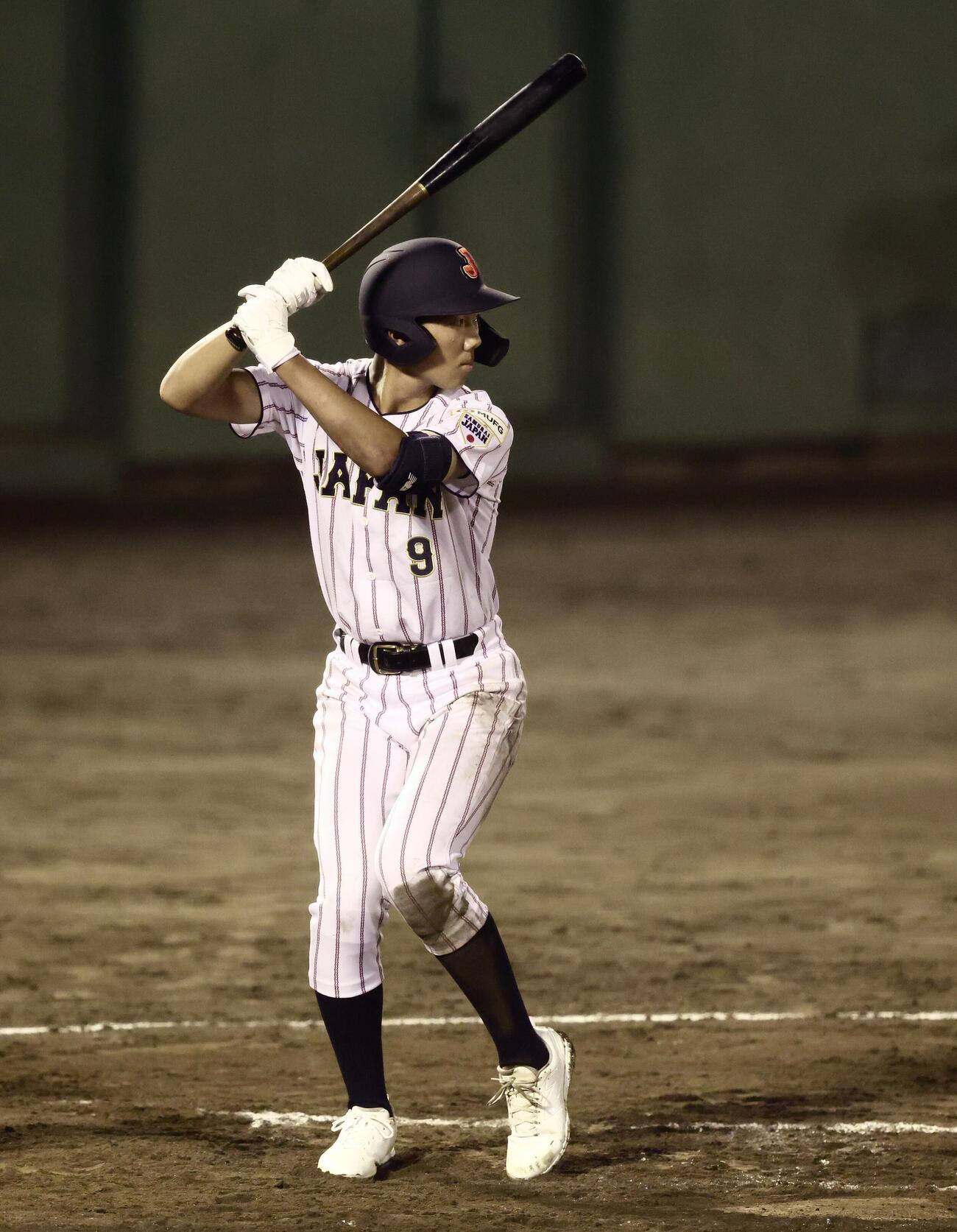 U18高校日本代表対早大　打席に入るU18高校日本代表・梶山侑孜（撮影・河田真司）