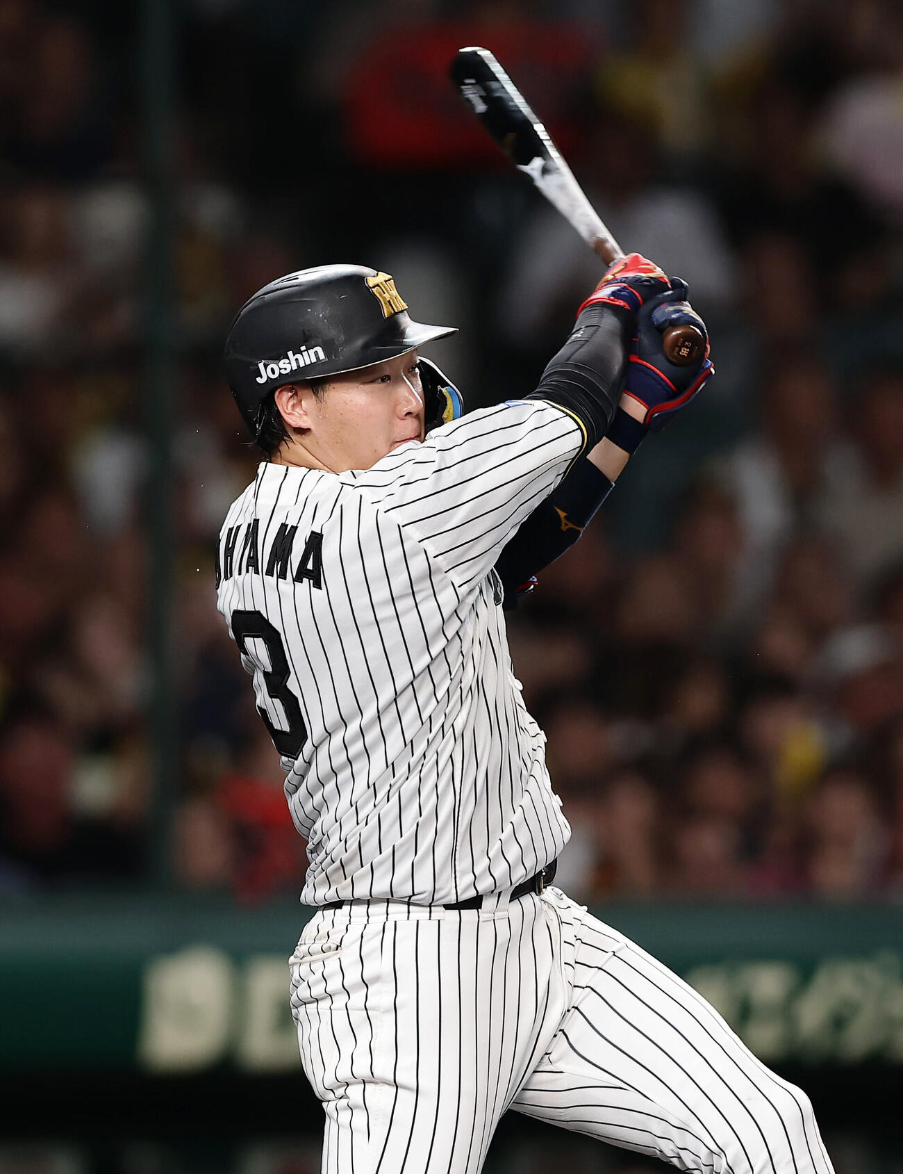 阪神対巨人　3回裏阪神1死一、三塁、右前適時打を放つ大山悠輔（撮影・前田充）