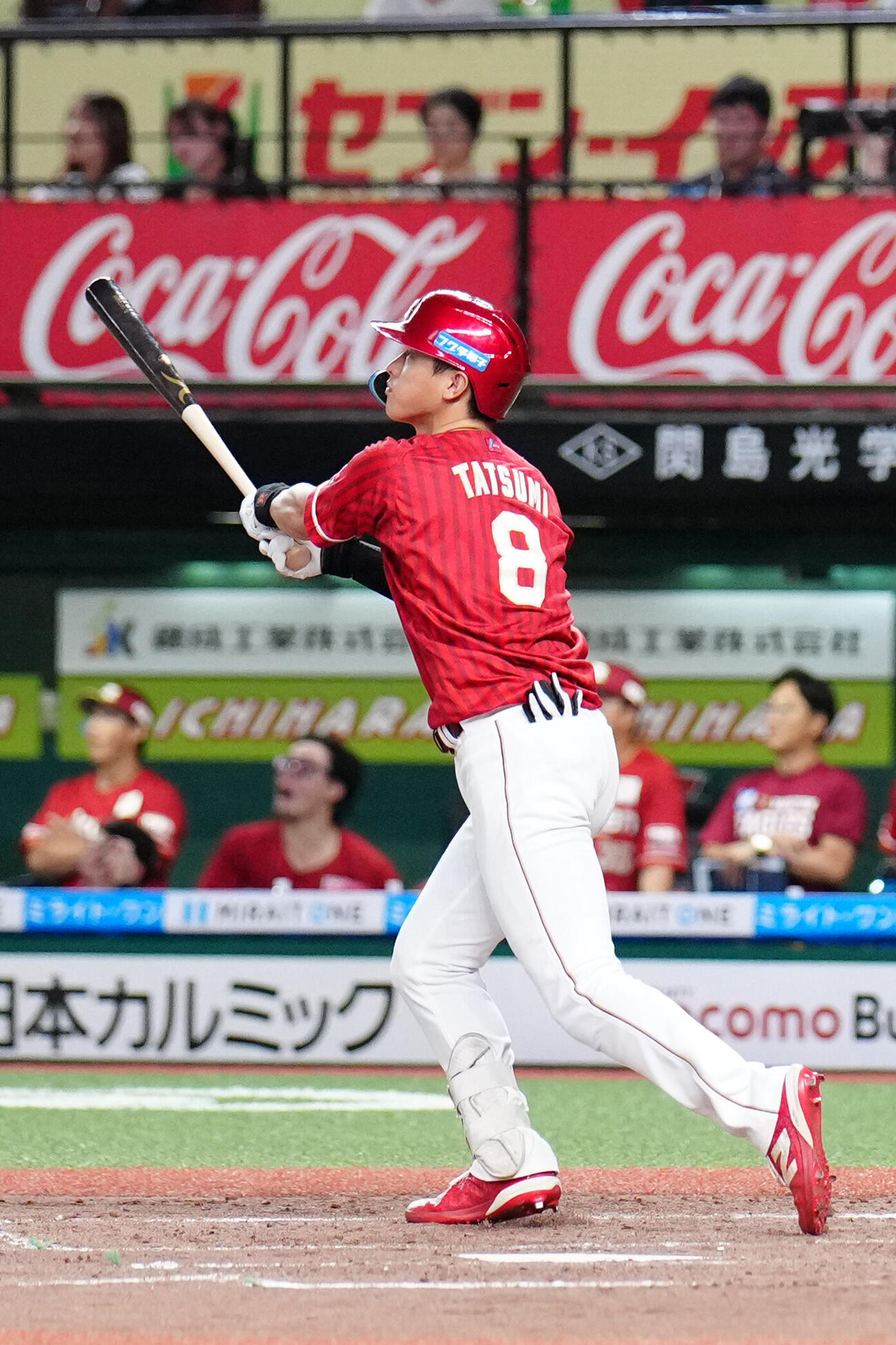 西武対楽天　5回表楽天2死一、三塁、3点本塁打を放つ辰己涼介（撮影・江口和貴）