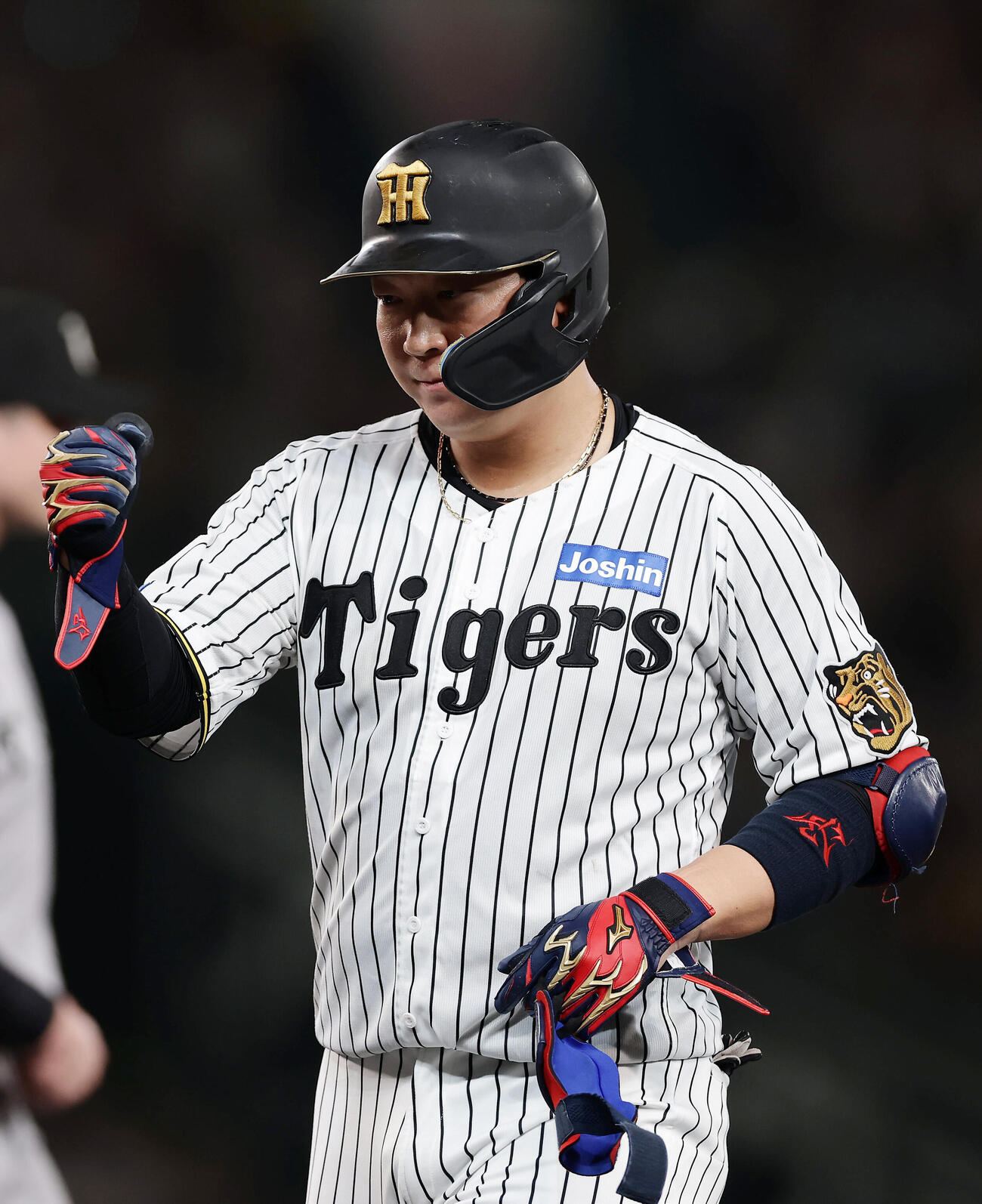 阪神対巨人　3回裏阪神1死一、三塁、右前適時打を放った大山悠輔（撮影・前田充）