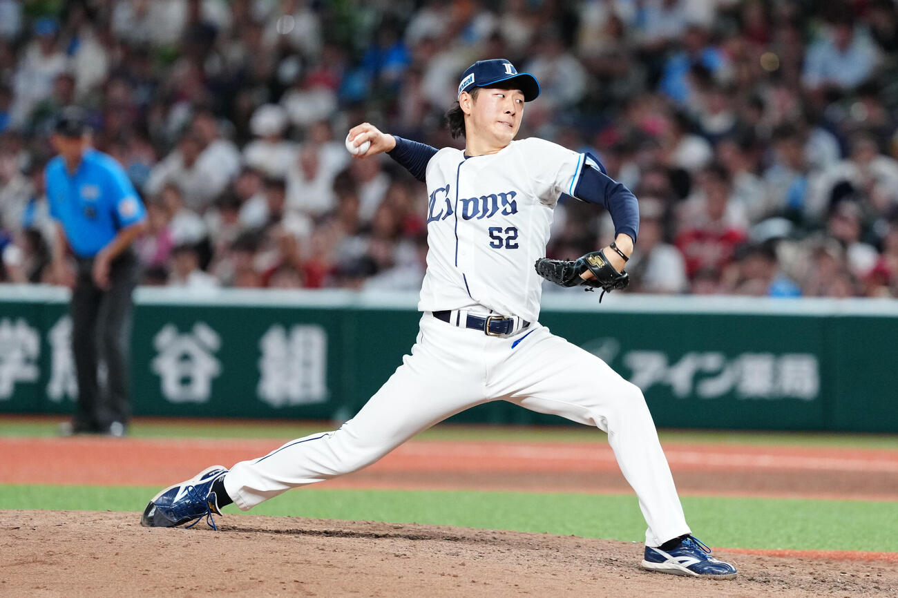 西武対楽天　西武3番手の篠原響（撮影・江口和貴）