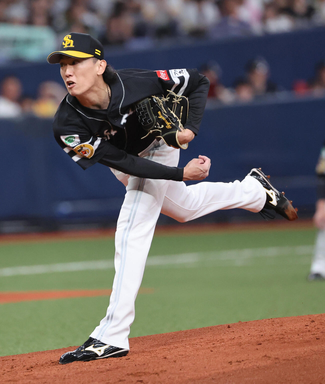 オリックス対ソフトバンク　力投するソフトバンク先発の大津亮介（撮影・西尾就之）