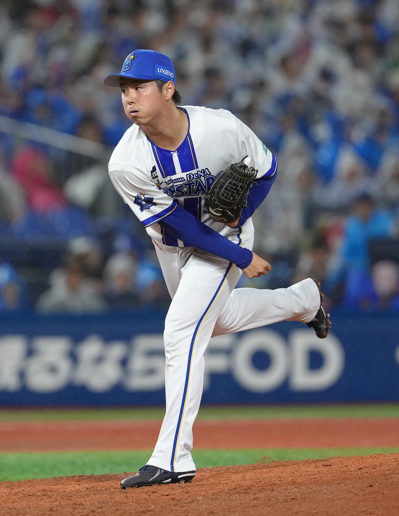 DeNA対中日　8回から登板したDeNA浜地真澄（撮影・足立雅史）