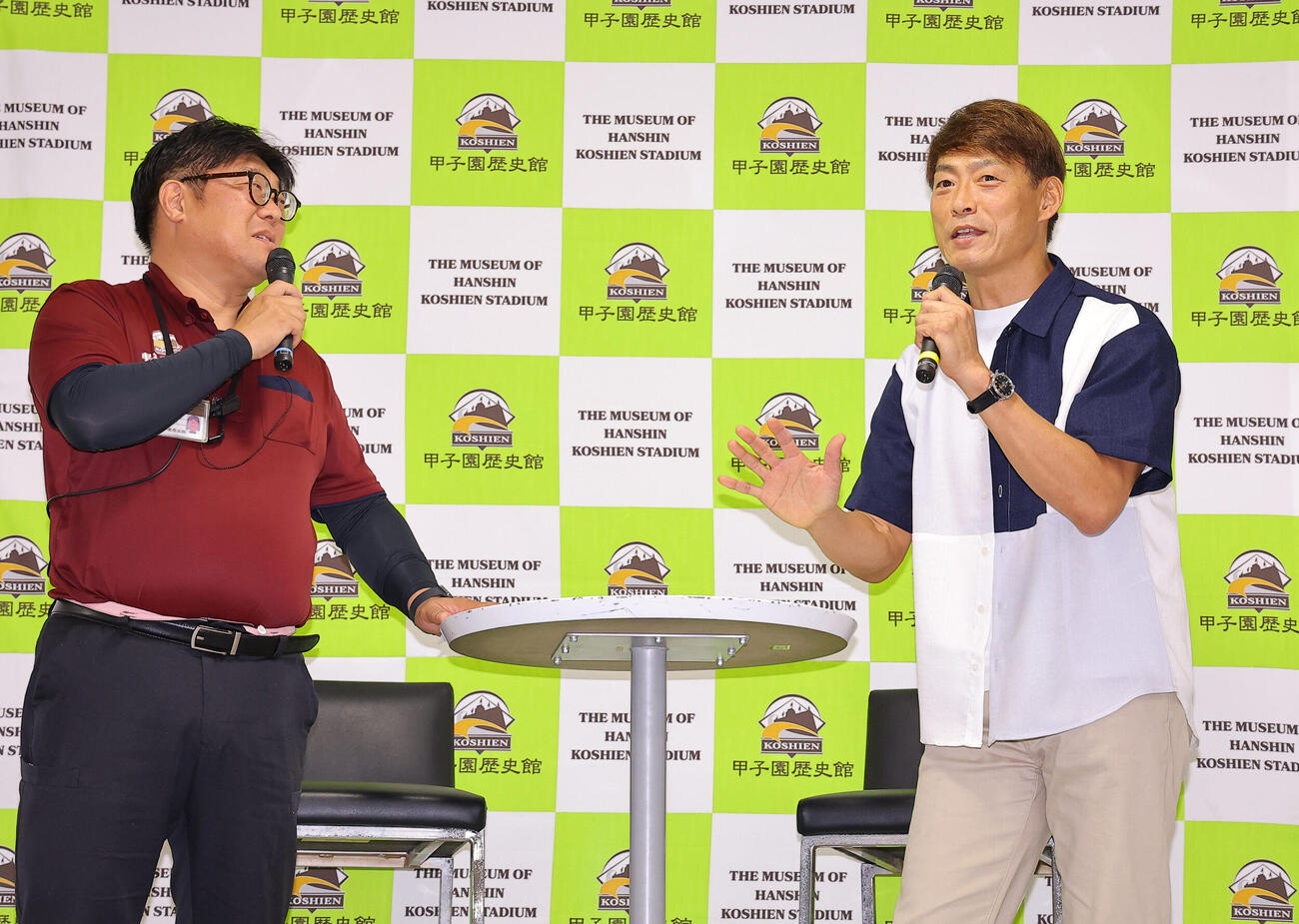 桧山進次郎氏（右）は甲子園歴史館でトークショーをする（撮影・上田博志）