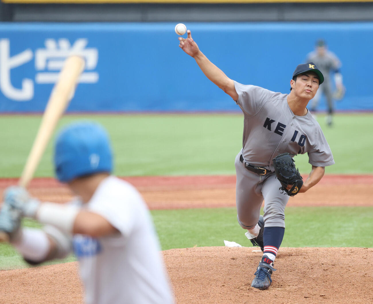 東大対慶大　先発した慶大・広池浩成（撮影・柴田隆二）