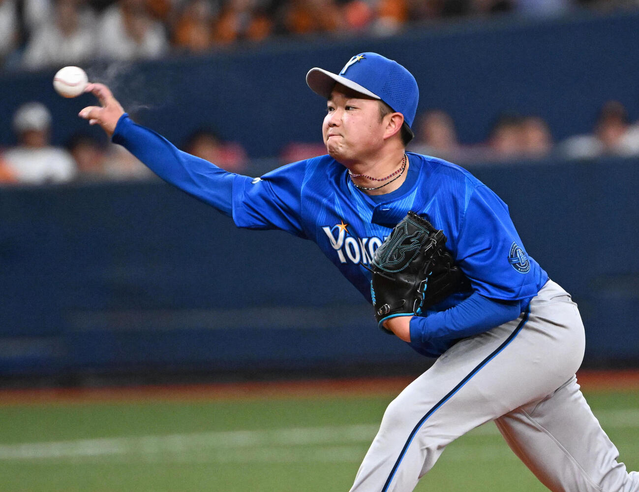 巨人対DeNA DeNA先発の石田裕太郎（撮影・石井愛子）