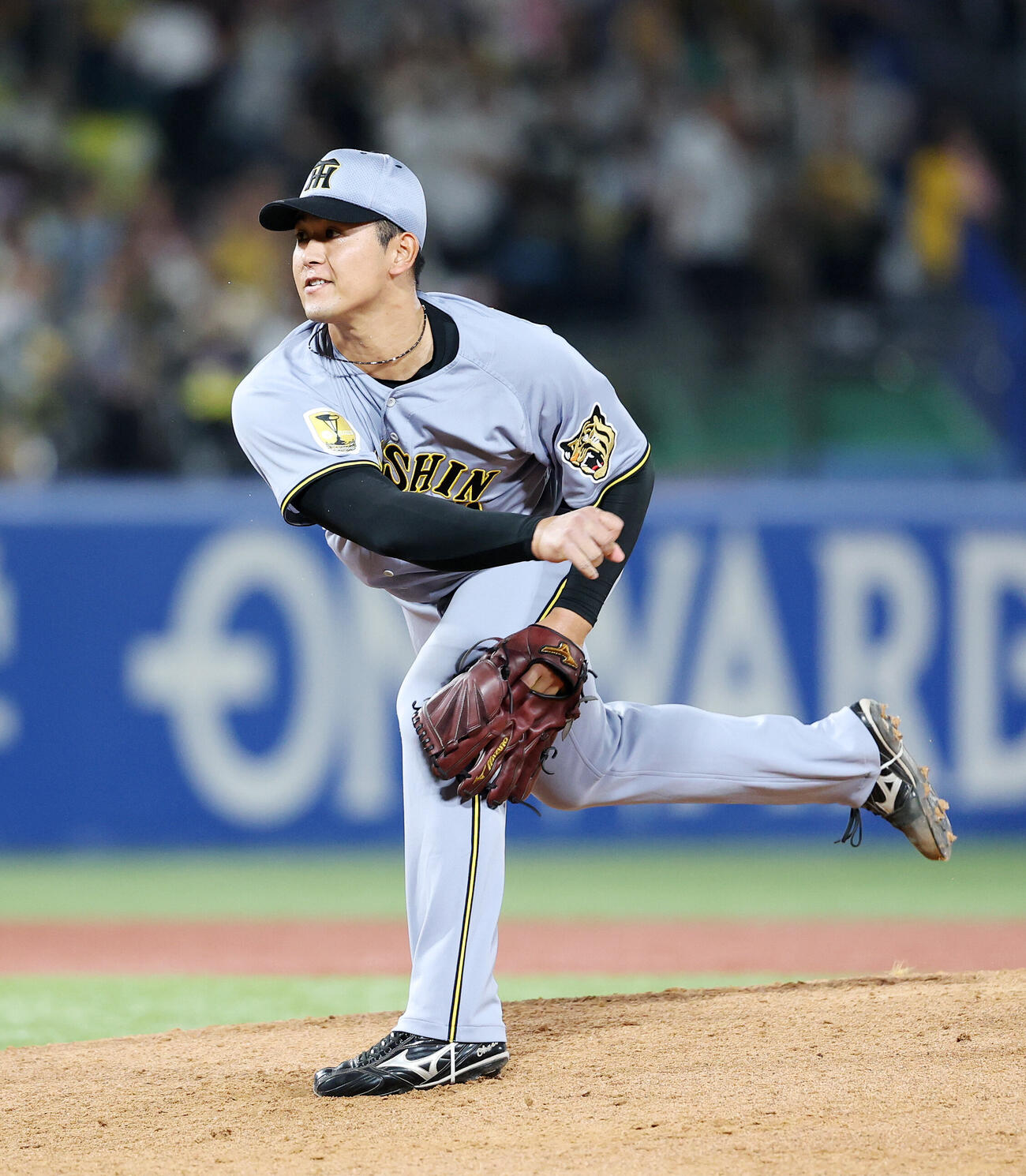 ヤクルト対阪神　力投する阪神2番手の岡留英貴（撮影・鈴木正人）