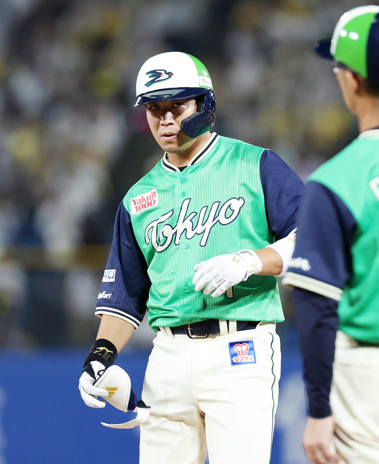 ヤクルト対阪神　2回裏ヤクルト無死、山田哲人は中前打を放つ（撮影・鈴木正人）