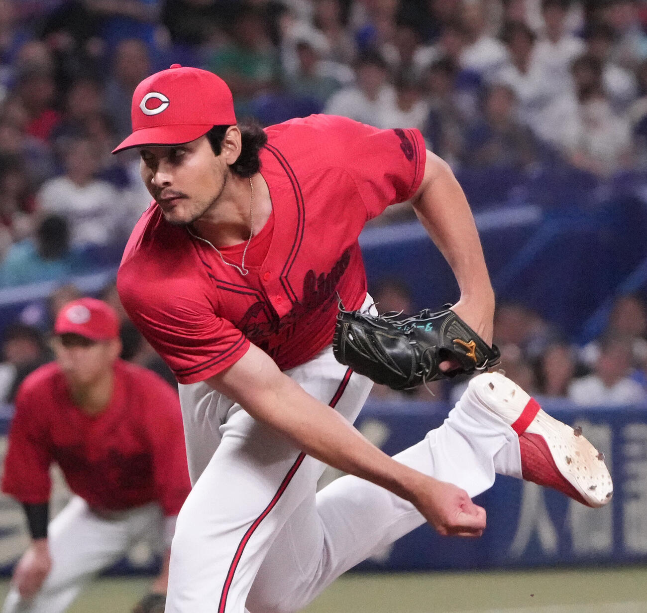 中日対広島　7回裏、広島3番手で登板するフレディ・ターノック（撮影・森本幸一）