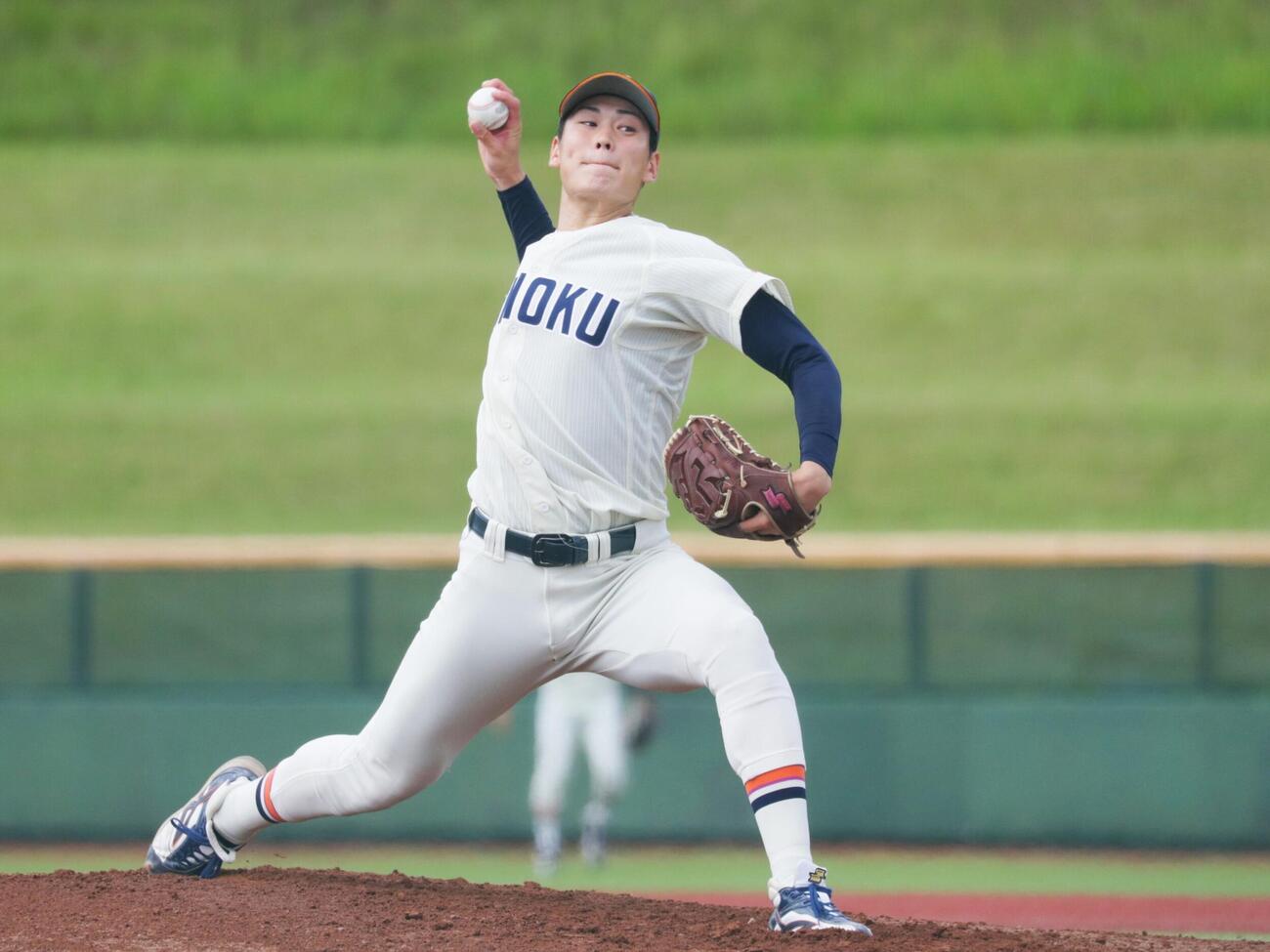 先発し好投した東北福祉大・猪俣駿太投手（撮影・高橋香奈）