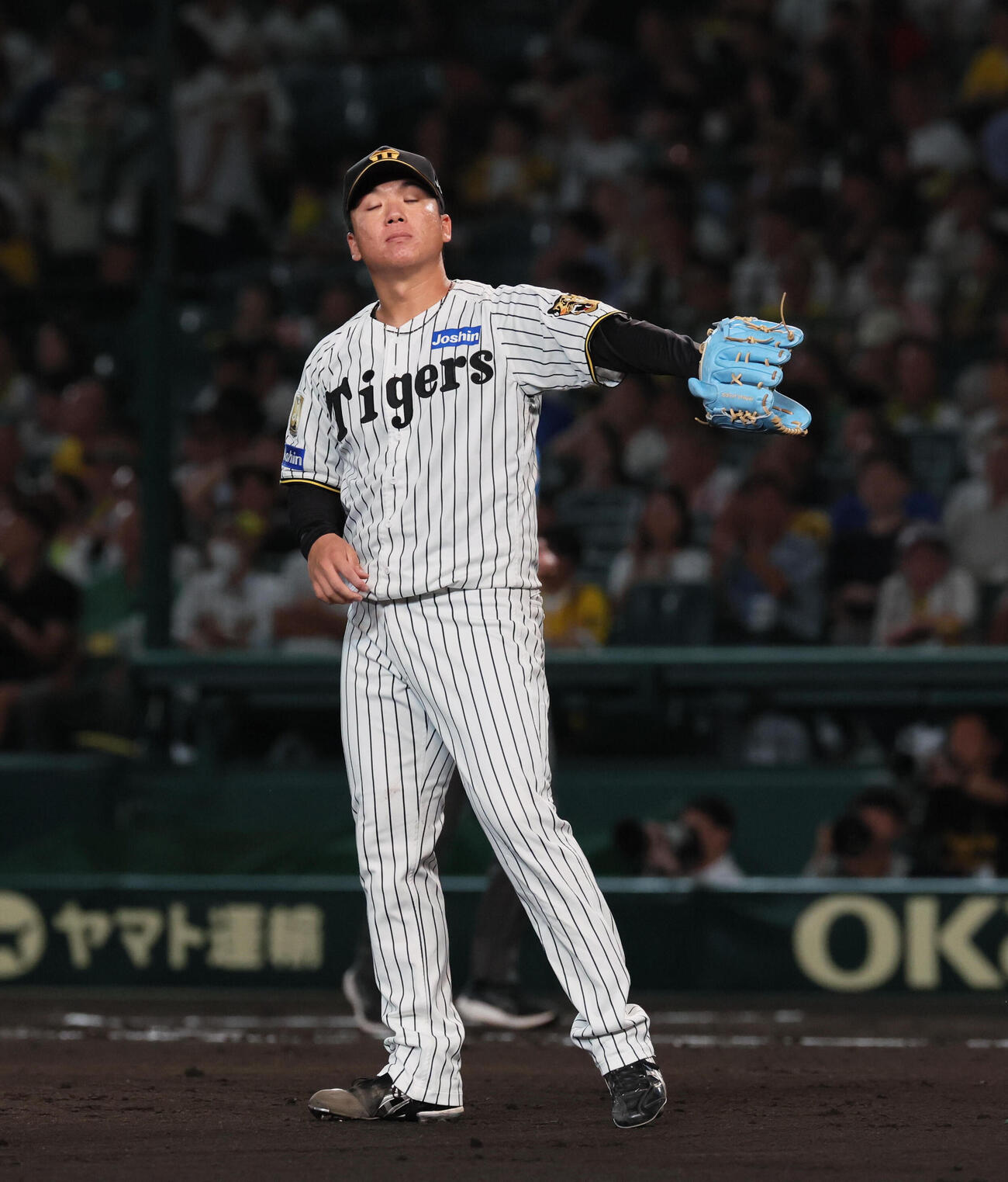 阪神対DeNA 3回表DeNA無死、村上頌樹は筒香嘉智に本塁打を浴びる（撮影・宮崎幸一）
