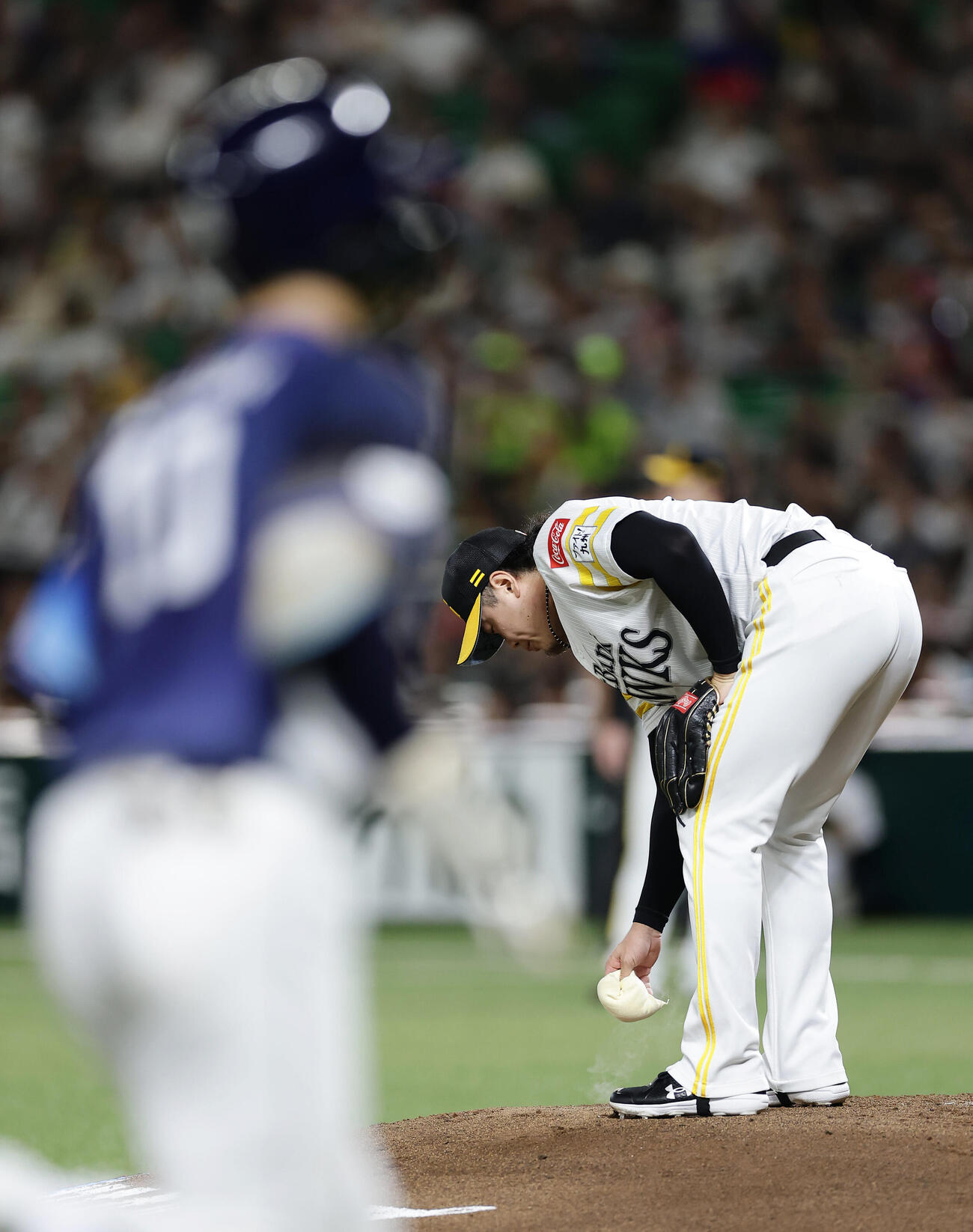 ソフトバンク対西武　2回表西武2死二、三塁、小島大河に3点本塁打を浴びた上茶谷大河（撮影・前田充）