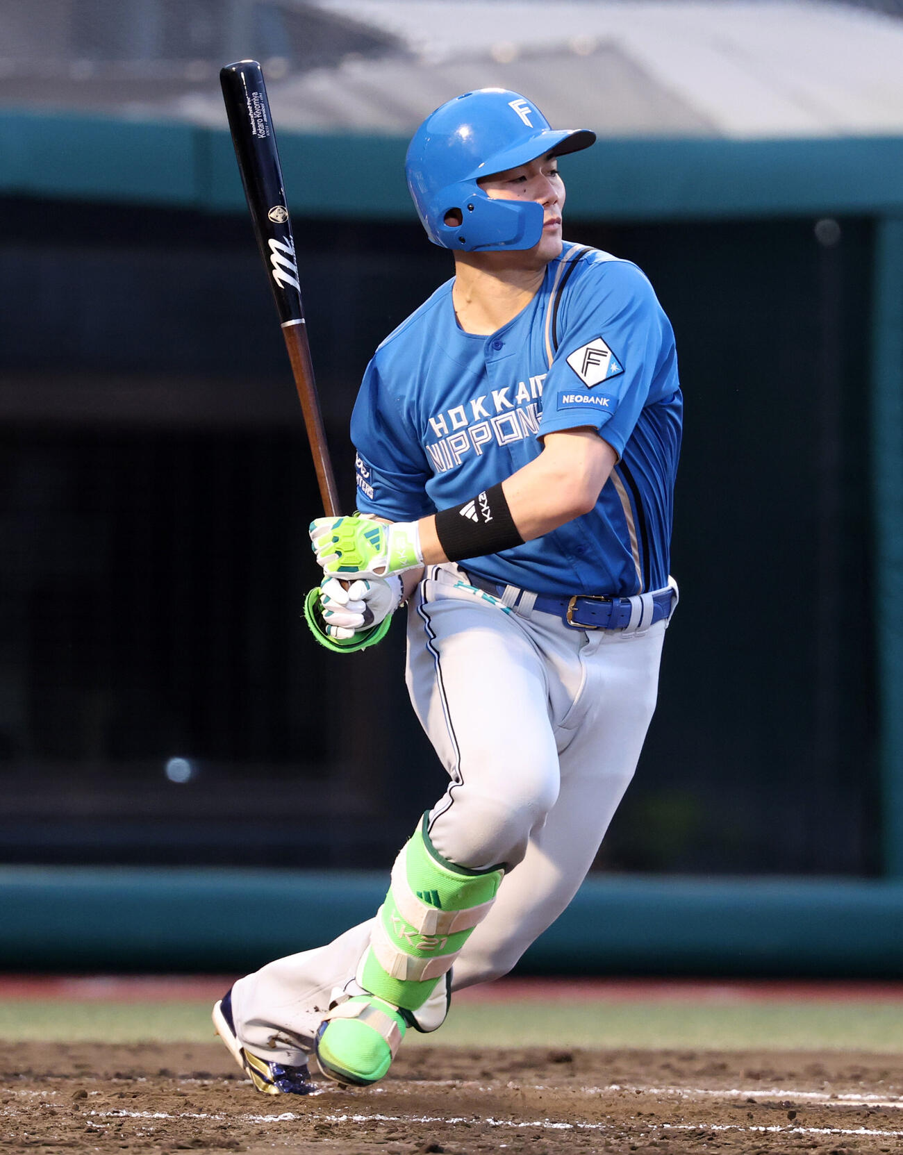 楽天対日本ハム　4回表日本ハム1死二塁、清宮幸太郎は三塁内野安打を放つ（撮影・浅見桂子）