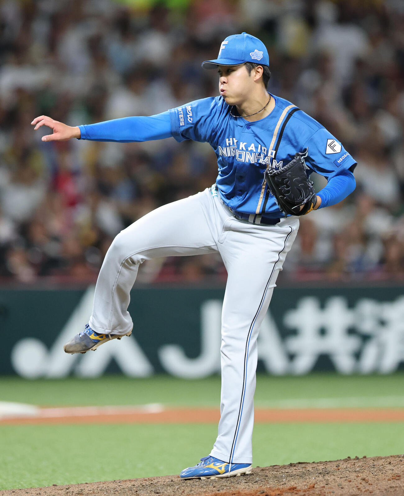 ソフトバンク日本ハム　6回に登板した日本ハム柴田獅子（撮影・梅根麻紀）