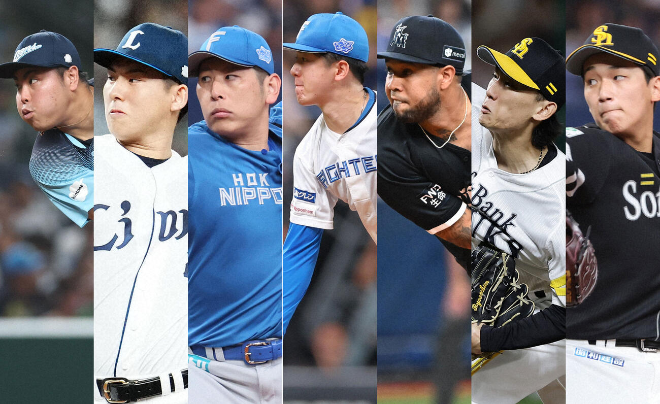 左から平良海馬、武内夏暉、加藤貴之、北山亘基、アンダーソン・エスピノーザ、大津亮介、前田悠伍