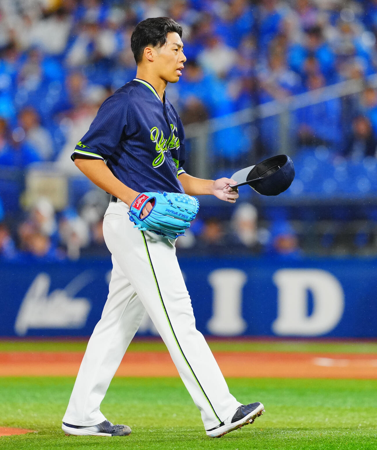 DeNA対ヤクルト　1回裏DeNA1死、蝦名達夫に死球を当て謝る山野太一（撮影・垰建太）