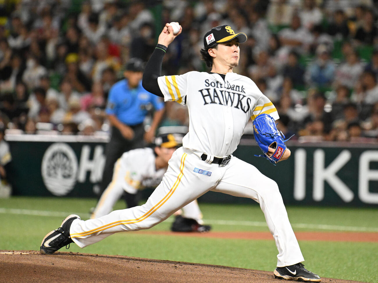 ソフトバンク対日本ハム　ソフトバンク先発の上沢直之（撮影・林敢治）