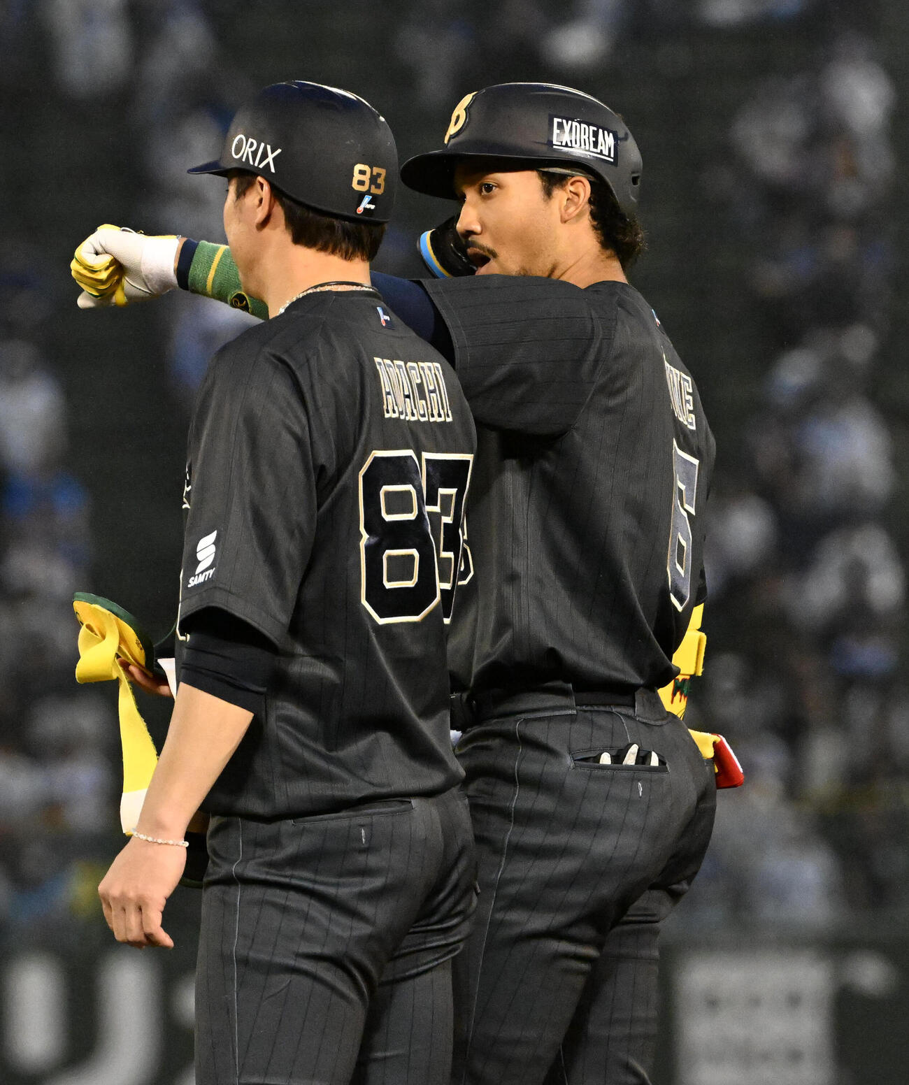 オリックス対西武　1回裏オリックス1死一、二塁、宗佑磨は先制適時打を放つ（撮影・石井愛子）