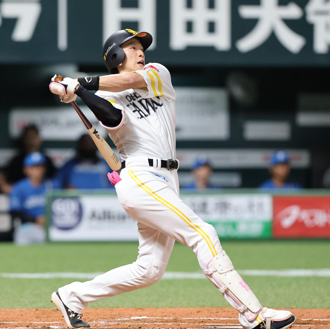 ソフトバンク対日本ハム　2回裏ソフトバンク1死、柳田悠岐は右中間に先制本塁打を放つ（撮影・梅根麻紀）