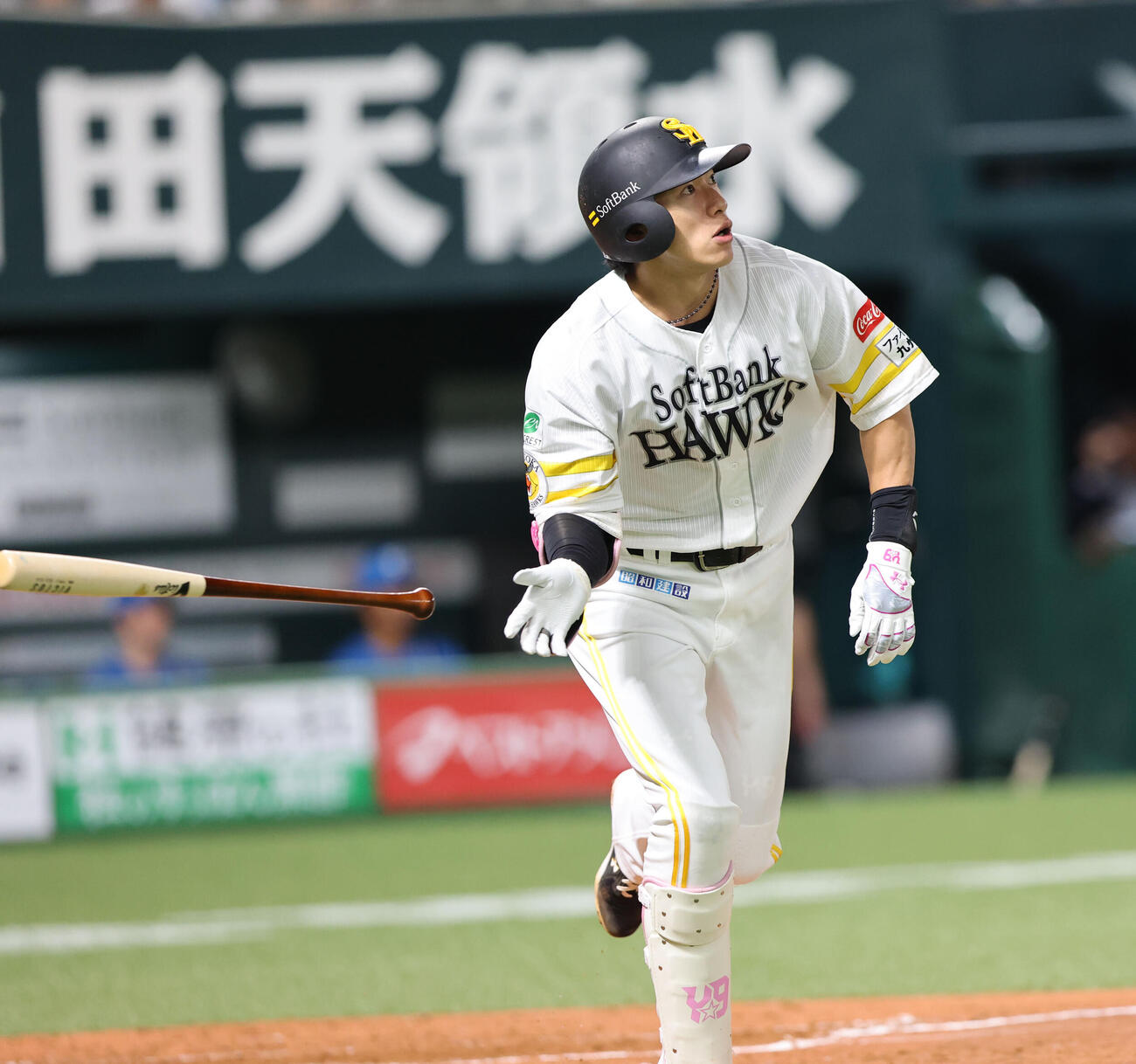 ソフトバンク対日本ハム　4回裏ソフトバンク1死、柳田悠岐は右越え本塁打を放つ（撮影・梅根麻紀）