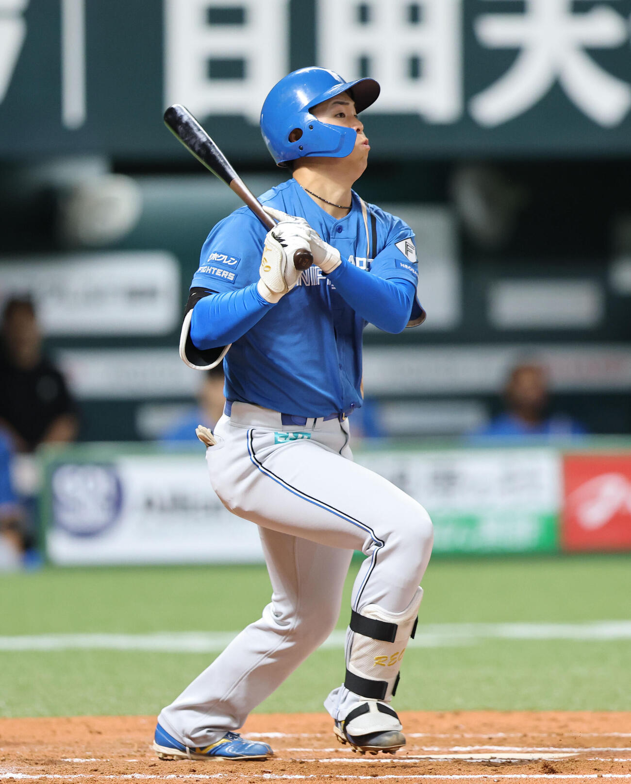 ソフトバンク対日本ハム　7回表日本ハム2死、柴田獅子は右前打を放つ（撮影・梅根麻紀）