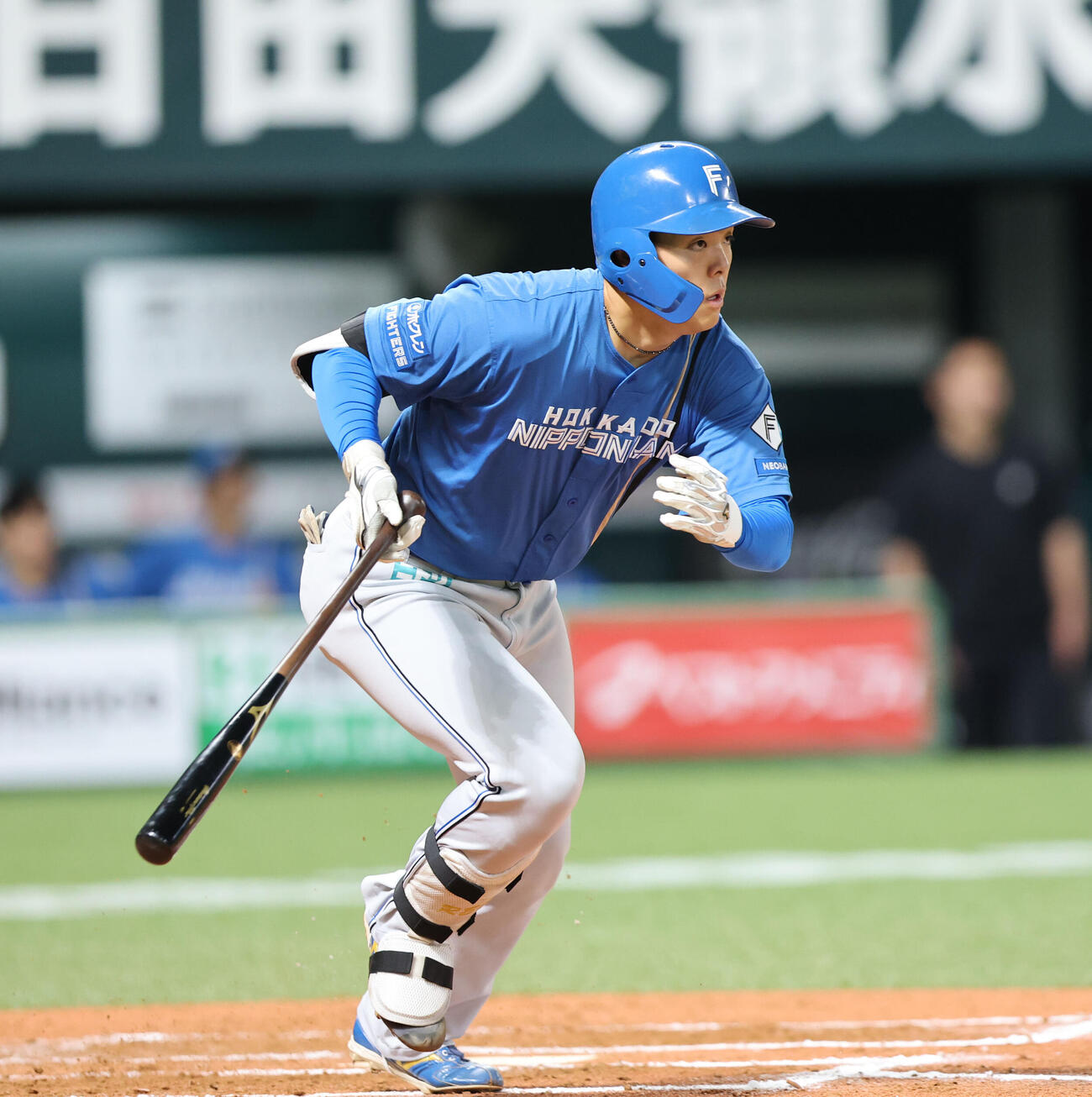 ソフトバンク対日本ハム　7回表日本ハム2死、柴田獅子は右前打を放つ（撮影・梅根麻紀）