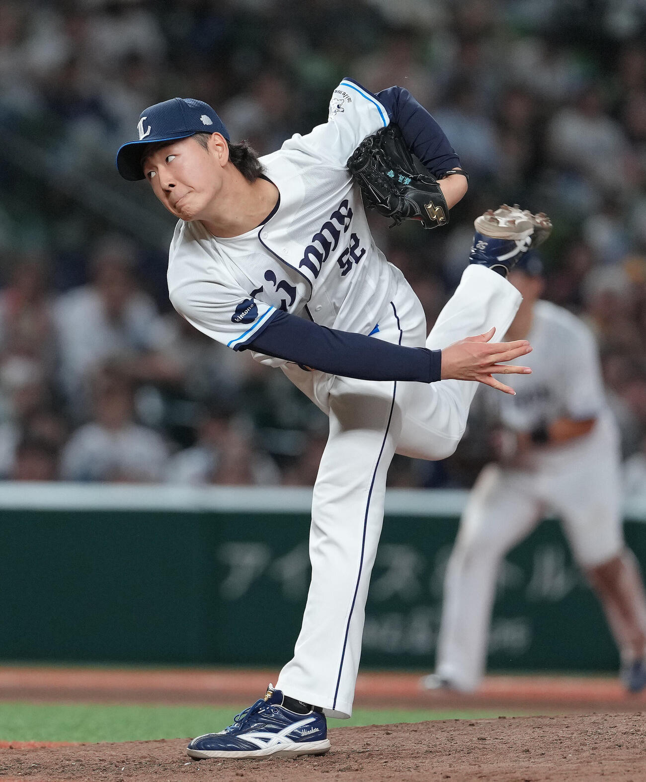 西武対日本ハム　10回から登板した西武篠原響（撮影・足立雅史）